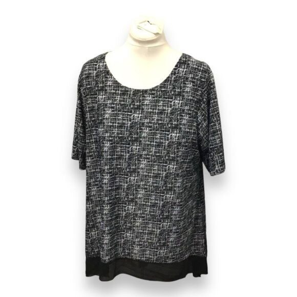 Shannon Ford New York Women’s Short Sleeve Mixed Media Tunic, Black, size 2X - Picture 1 of 10